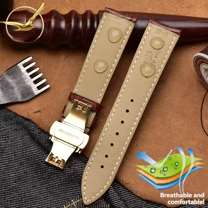 Bracelet en peau de crocodile véritable pour homme et femme