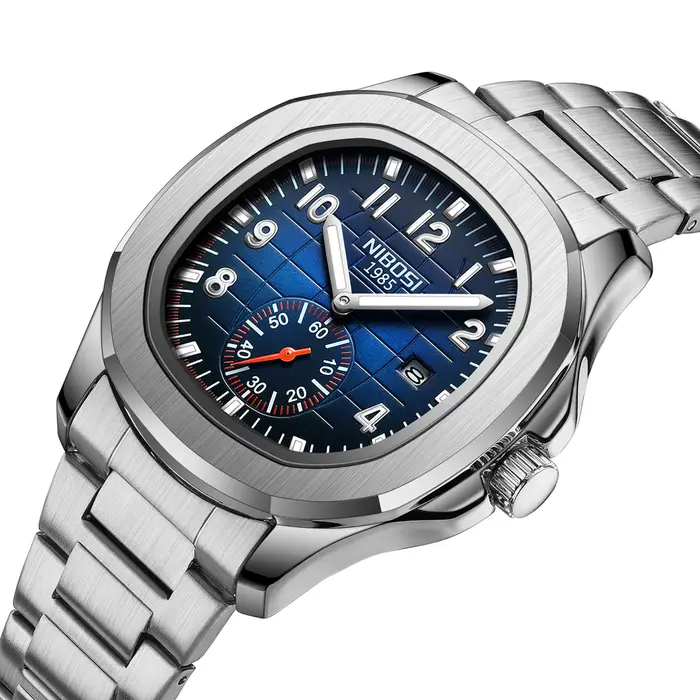 Montre AQUANAUT de NIBOSI pour Hommes Montre de Sport Étanche avec Chronomètre et Calendrier Lumineux Occasions Spéciales Robuste Minimaliste