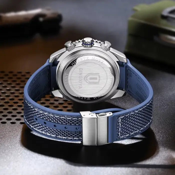QINGXIYA marque de luxe multifonctionnel montre à Quartz hommes bracelet en Silicone étanche lumineux chronographe