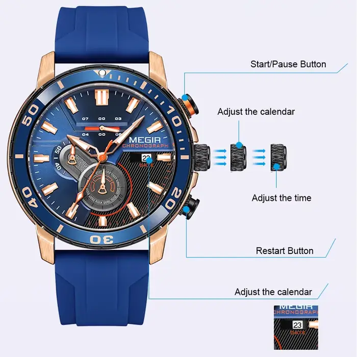 MEGIR hommes montre-bracelet mode Quartz