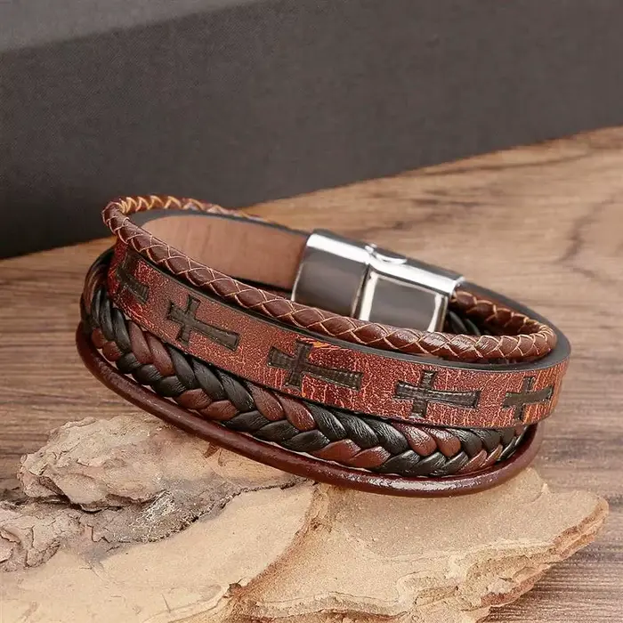 Bracelet en cuir à la mode pour hommes