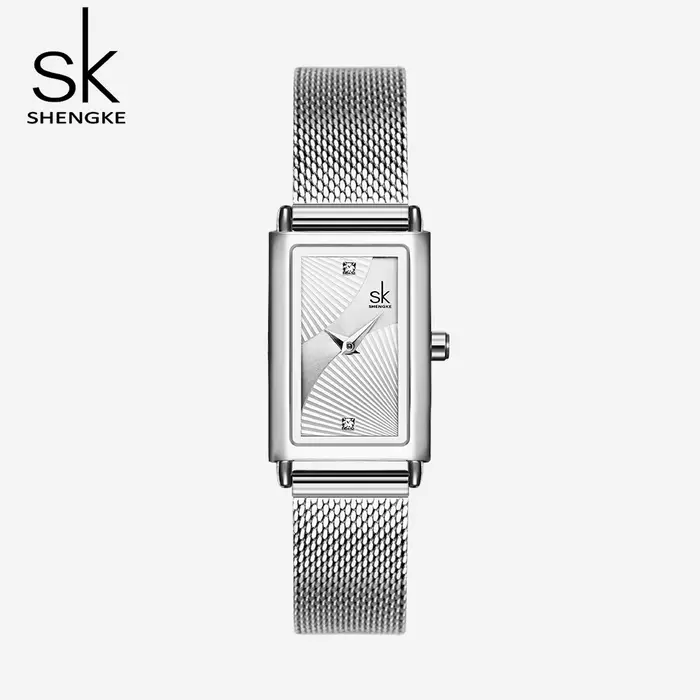 Shengke femmes montres mode genève concepteur dames montre de luxe marque Rectangle Quartz or montre