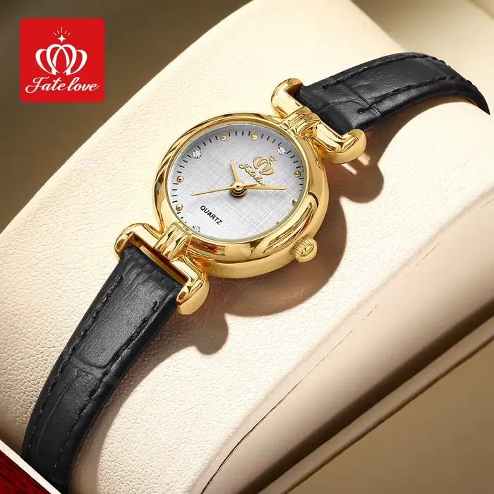 OPK montre à Quartz pour femmes rétro élégant doré bracelet en acier inoxydable bracelet en cuir éta