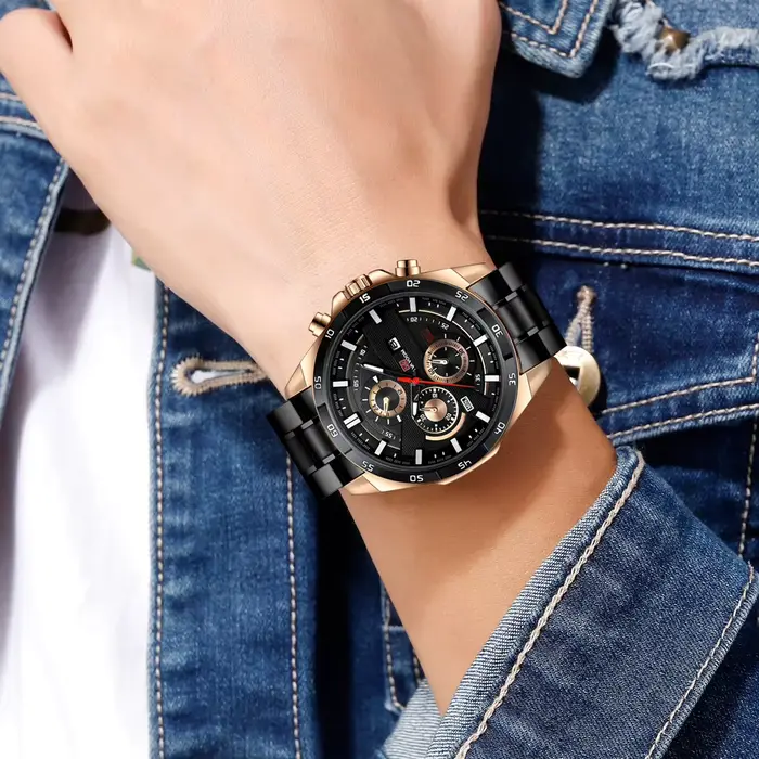 VA VA VOOM-Montre à quartz en acier inoxydable pour homme