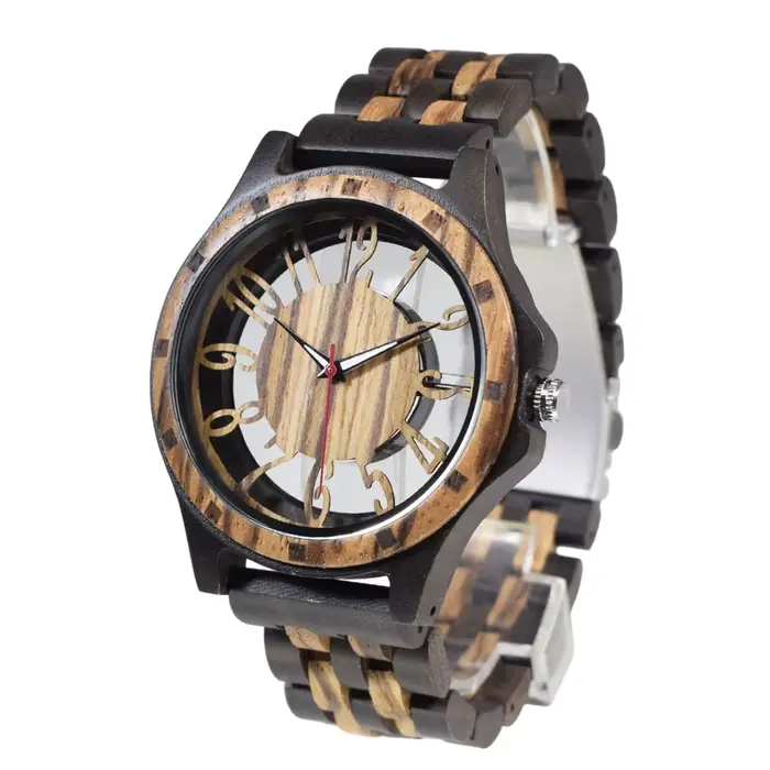 Montres en bois pour hommes montre en bois gravée à la main montre en bois pour hommes à quartz anal