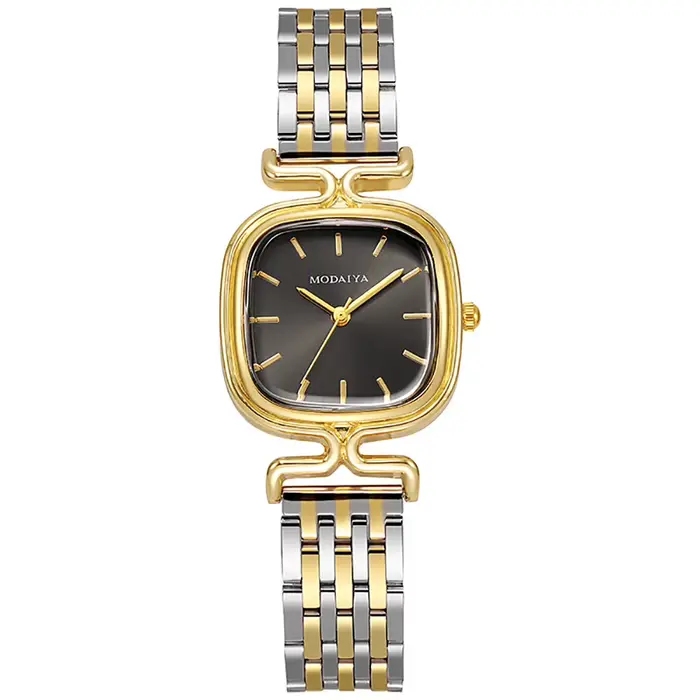 Montre carrée de luxe quartz femme acier inoxydable bracelet or pour occasions spéciales style mode décontracté et sport