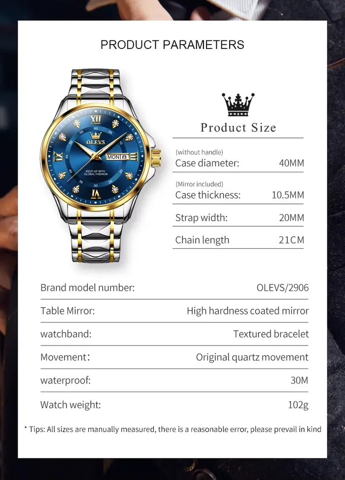 Montre-bracelet à quartz OLEVS 2906 pour homme