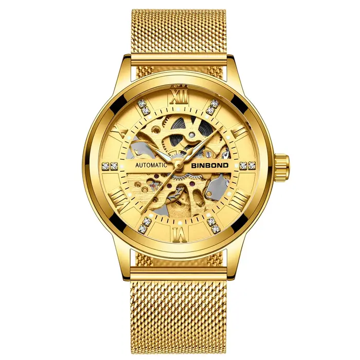 Montres mécaniques squelette BINBOND pour hommes, luxe, lumineuses, étanches, automatiques, précises