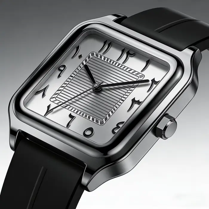 Montre à Quartz Carrée avec Chiffres Arabes Résistante à L'Eau pour Hommes Occasions Spéciales Décontractée Élégante Sport BUSINESS