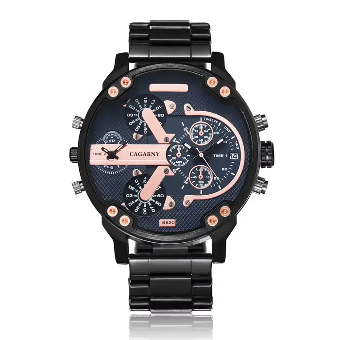 Montres pour hommes Top marque de luxe bracelet en acier double montre