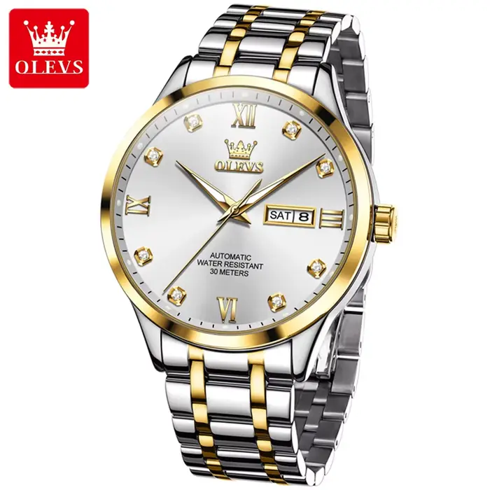 Montre OLEVS 9946 Luxe Homme Double Calendrier Diamant Échelle Automatique Occasions Spéciales