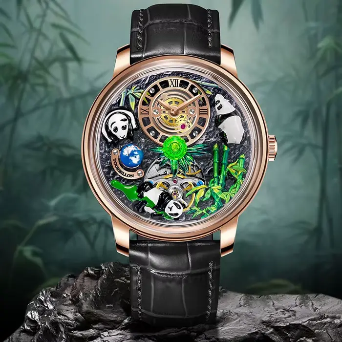 Montre mécanique PINDU avec cadran panda, bracelet en cuir, résistante à l'eau, pour hommes, mouvement automatique, style mode et décontracté, occasions spéciales