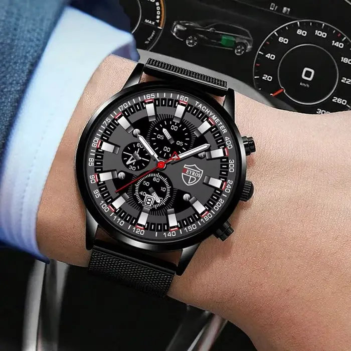 DEYROS luxe hommes d'affaires montre-bracelet à Quartz calendrier mode