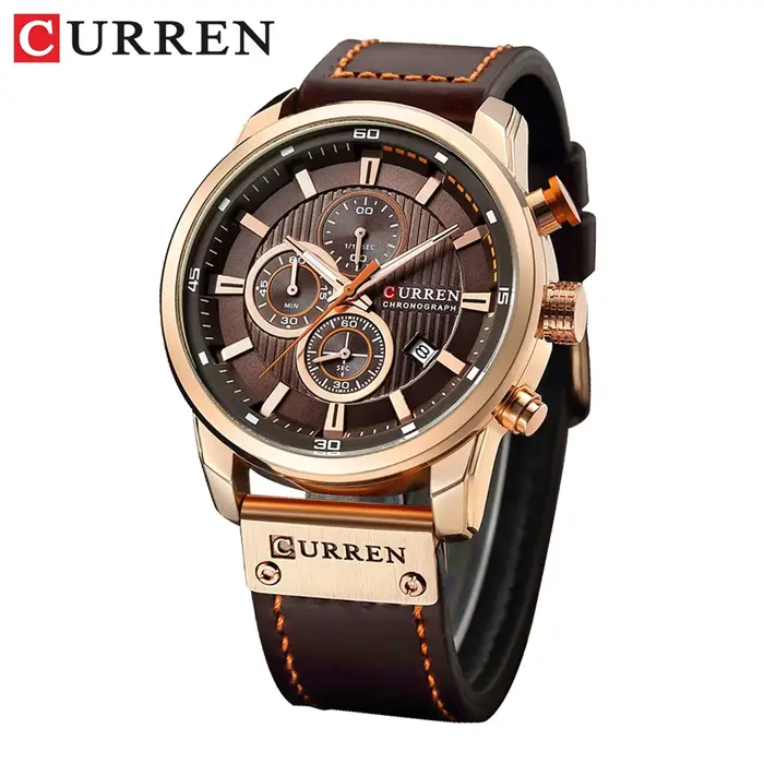 Montre Curren homme quartz multifonction sportive élégante pour homme avec fonction date et chronographe occassions spéciales