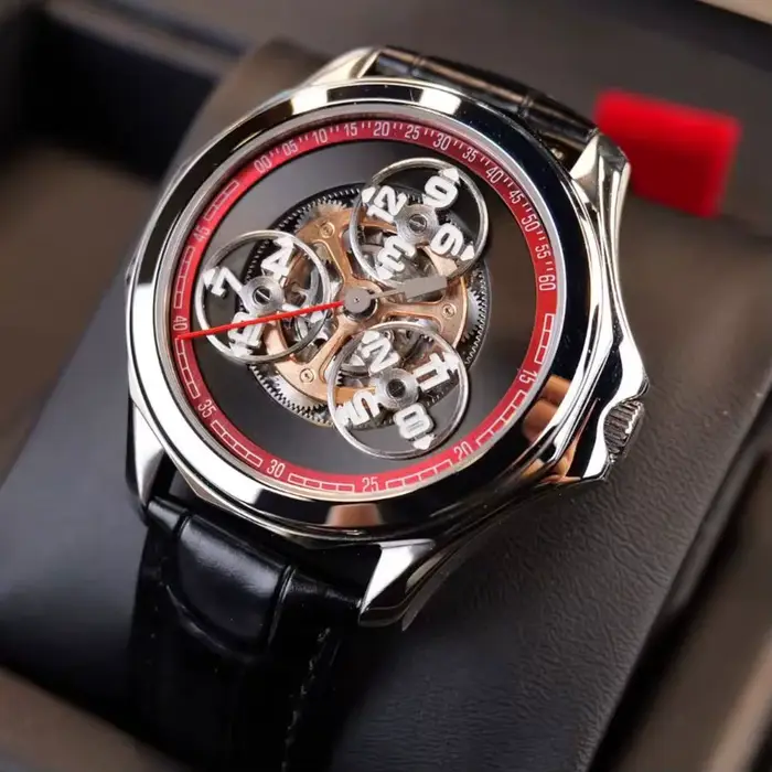 Montre automatique homme OBLVLO édition limitée cuir acier inoxydable cadran rotatif saphir pour occasions spéciales