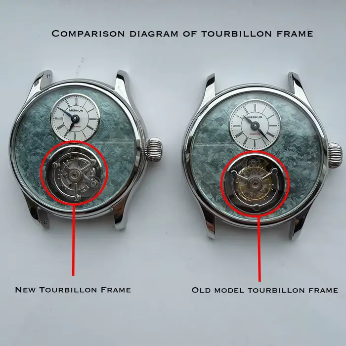 Merkur 100% montre Tourbillon hommes titane fleur de glace cadran saphir