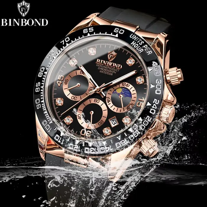 BINBOND luxe hommes montre Quartz homme montres étanche lumineux haut marque