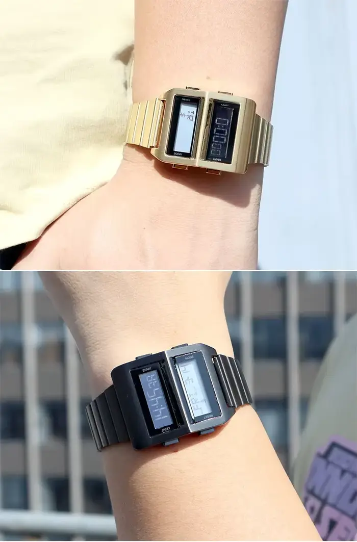 Boyfriend Saint Valentin Montre-bracelet électronique rétro Cyberpunk pour pilote avec bracelet en alliage Édition limitée pour petite amie