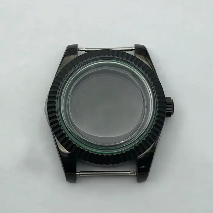 LARIMOKER-Boîtier de montre en verre saphir avec dents noires, arche de 39mm, NH35NH36 ETA2836 ata y