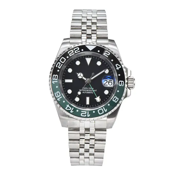 Montre mécanique automatique Dandong GMT 40 mm pour homme, verre saphir luminescent, boîtier en acie