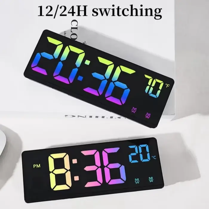 Réveil à commande vocale numérique température Date 2 alarme USB alimenté toujours sur Snooze horloge de Table Mode