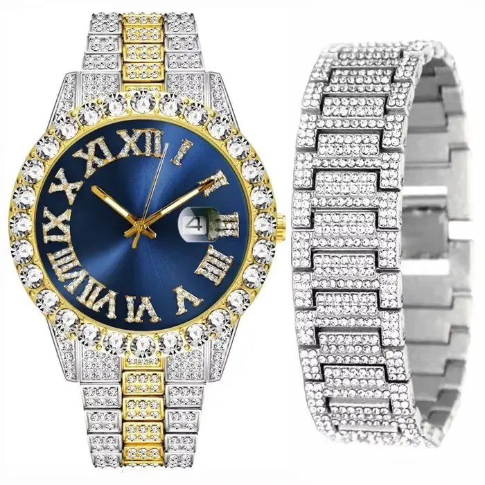 Montre glacée étanche pour hommes