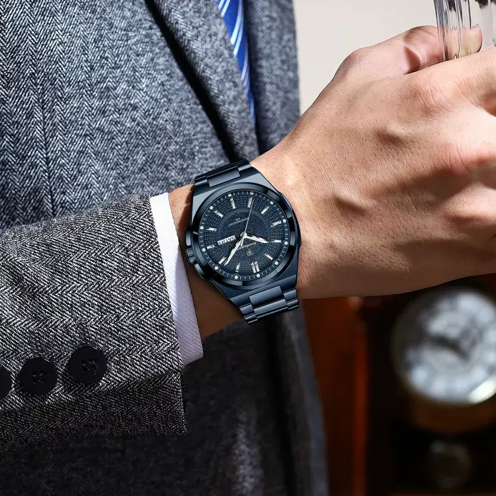 POEDAGAR Sport Original hommes horloge Quartz Date semaine luxe homme montre-bracelet étanche lumineux en acier
