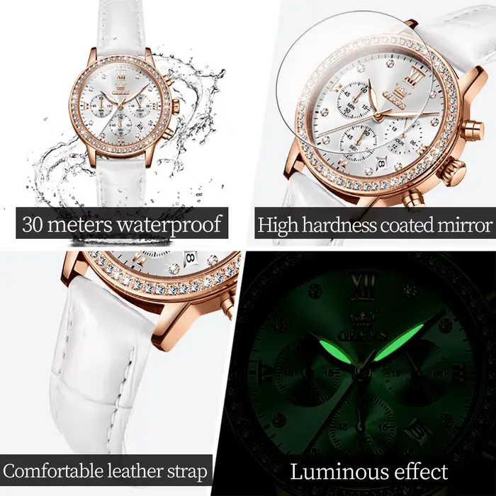 OLEVS 9933 Original montre à Quartz de luxe pour les femmes mode élégant bracelet en cuir étanche chronogrph marque