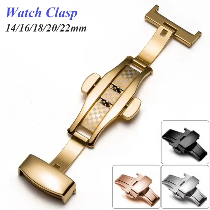 Fermoir papillon en acier inoxydable double clic pour bracelet de montre personnalisé en différentes tailles et couleurs pour femmes et hommes occasions spéciales