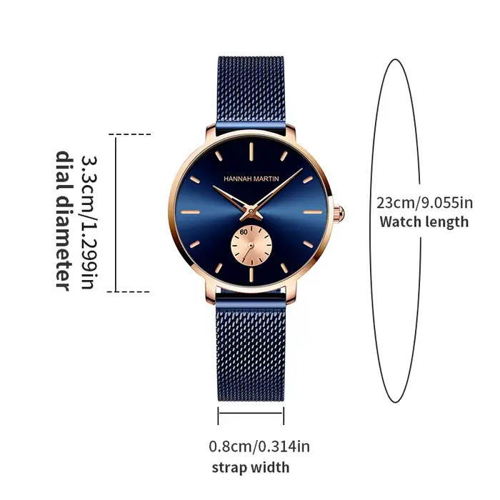 2025 nouvelle montre à la mode pour femmes Top marque Hannah Martin mouvement à Quartz Original en acier inoxydable