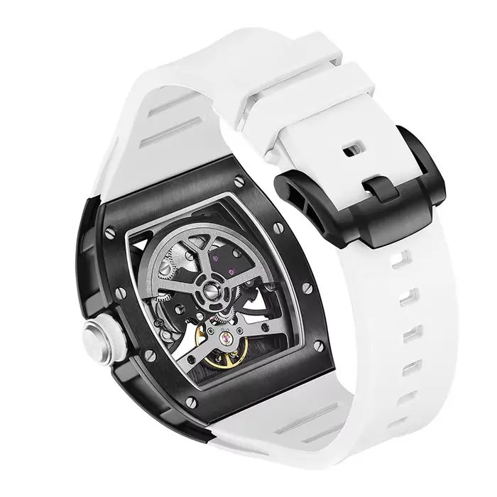 Montre automatique BONEST GATTI style mode et décontracté pour hommes cadran terre lumineux squelette résistante à l'eau pour occasions formelles et décontractées