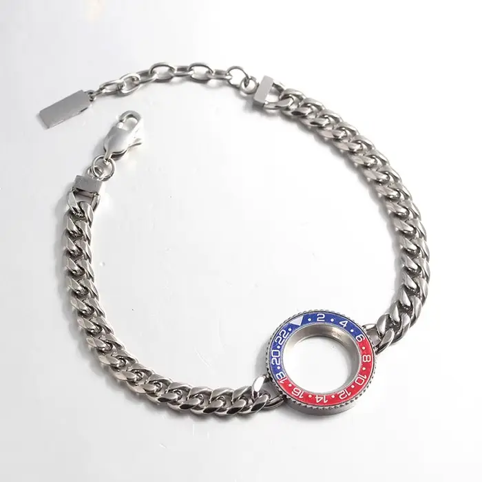 Montre tachymètre lunette GMT bracelet chaîne Cuba acier inoxydable plaqué or plaqué argent plaqué rhodium imitation plaqué platine plaqué rhodium plaqué titane vert foncé pour femmes hommes occasions spéciales