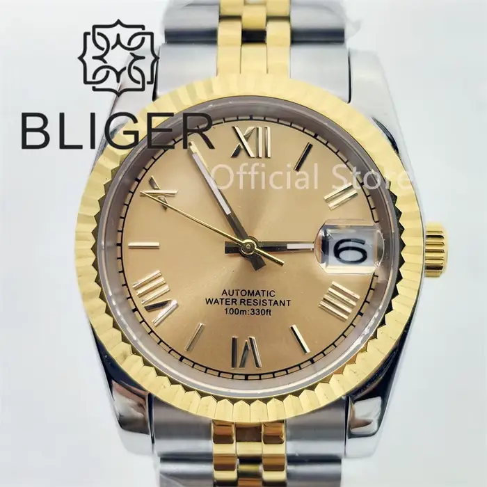 Montre-bracelet à cadran doré pour homme