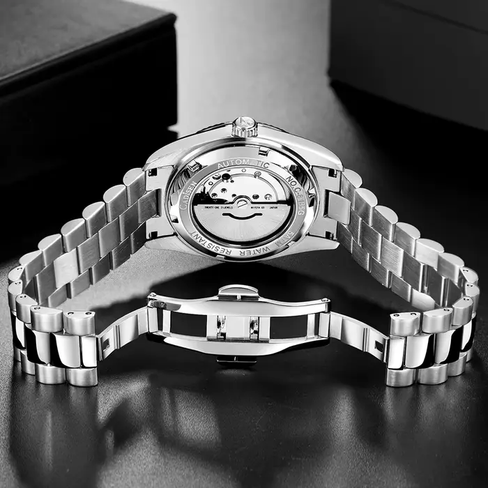 Montre mécanique Cadisen pour hommes avec cadran en météorite, automatique, résistante à l'eau, parfait pour affaires et plongée