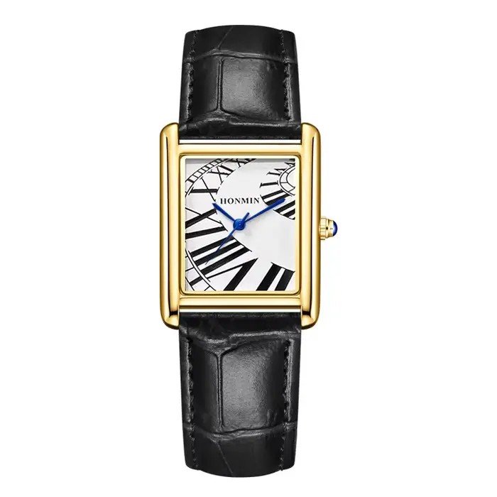 Nouvelle montre pour homme, marque classique, simple, cadran carré romain, bracelet en cuir, étanche