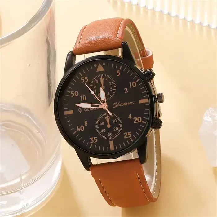 Montre homme en cuir RUNERR style Hong Kong haut de gamme affaires et décontraction pour homme quartz élégante à offrir pour occasions spéciales
