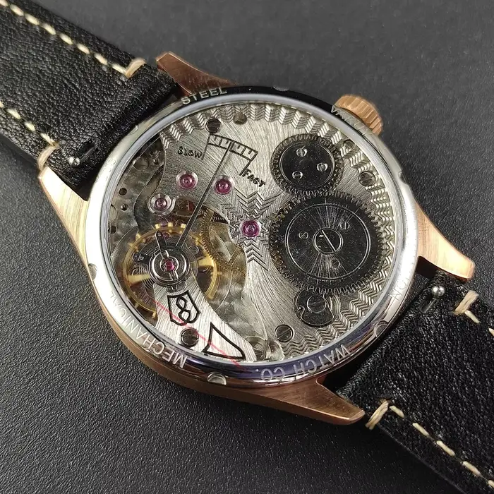 Montre mécanique manuelle Cronos avec boîtier en étain bronze guilloché pour hommes élégance quotidienne et occasions spéciales