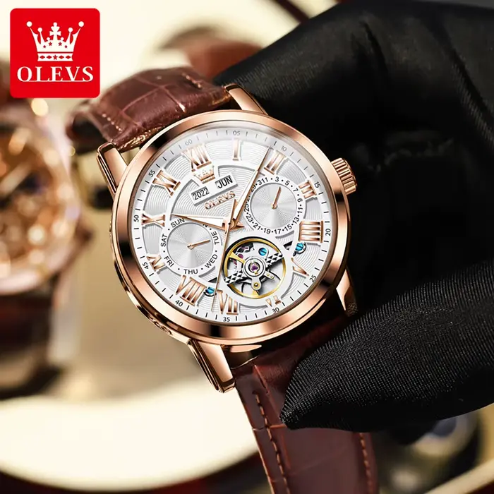 OLEVS 6668 hommes montres automatiques échelle romaine montre mécanique