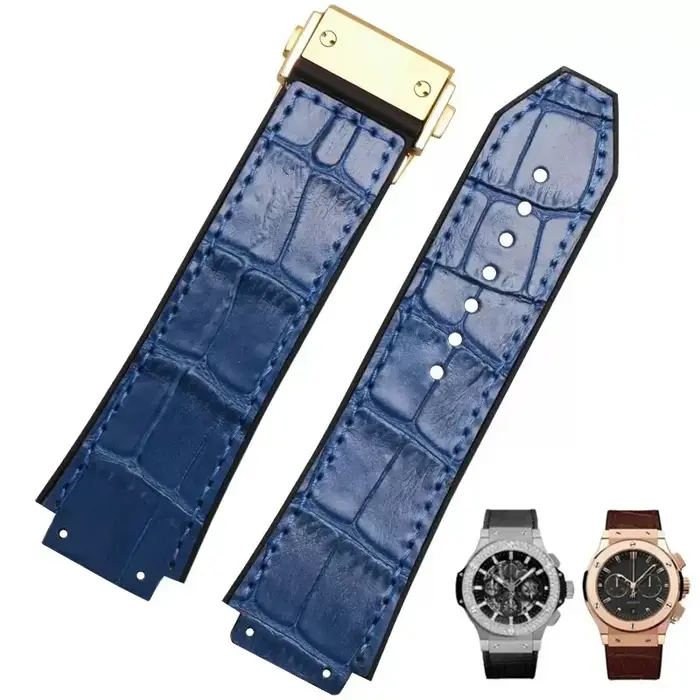 Bracelet de montre en cuir de vachette classique pour montre traditionnelle avec fermoir en acier pour femmes et hommes occassions formelles et semi-formelles