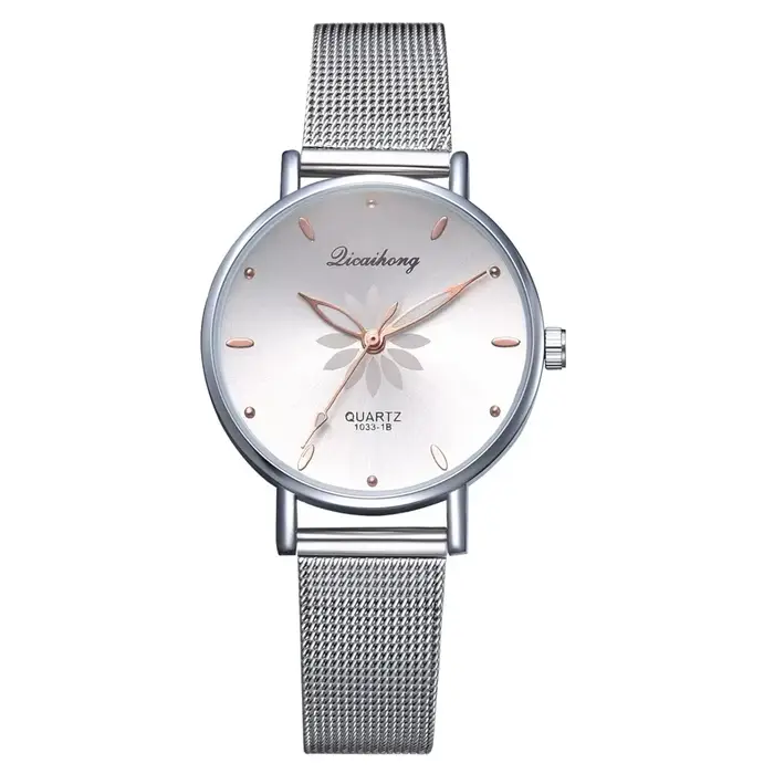 Esthétique femmes montres de luxe argent populaire cadran rose fleurs métal dames Bracelet Quartz ho