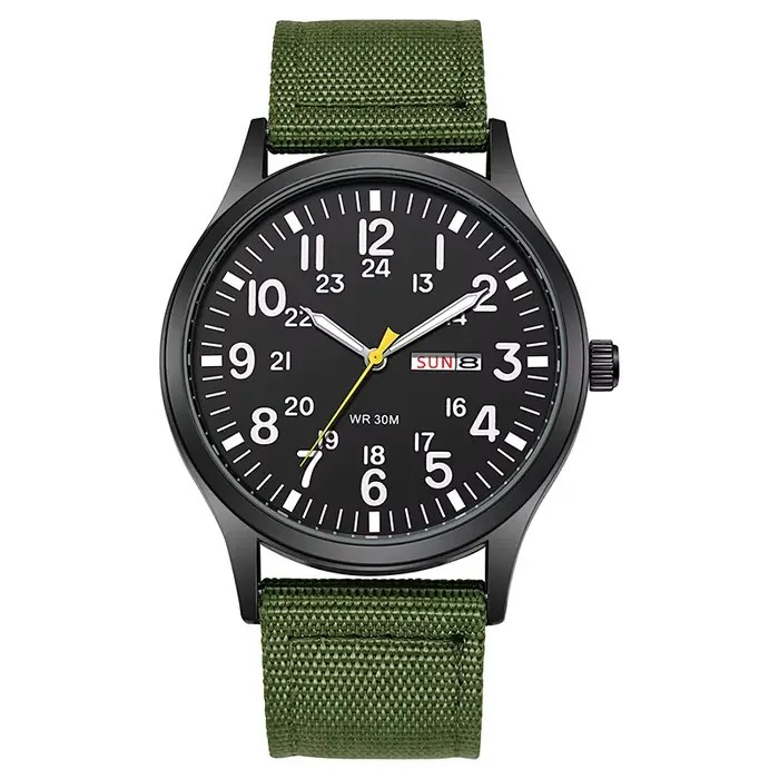 Montre de terrain TPW 2024, bracelet en tissu à lecture facile, affichage 24 heures, mouvement à Qua