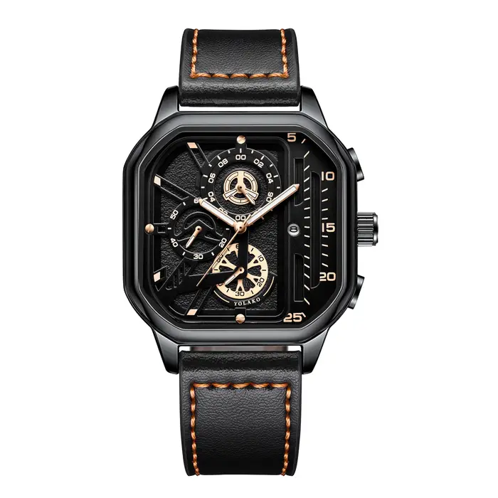 Montre carrée de luxe à grand cadran pour hommes