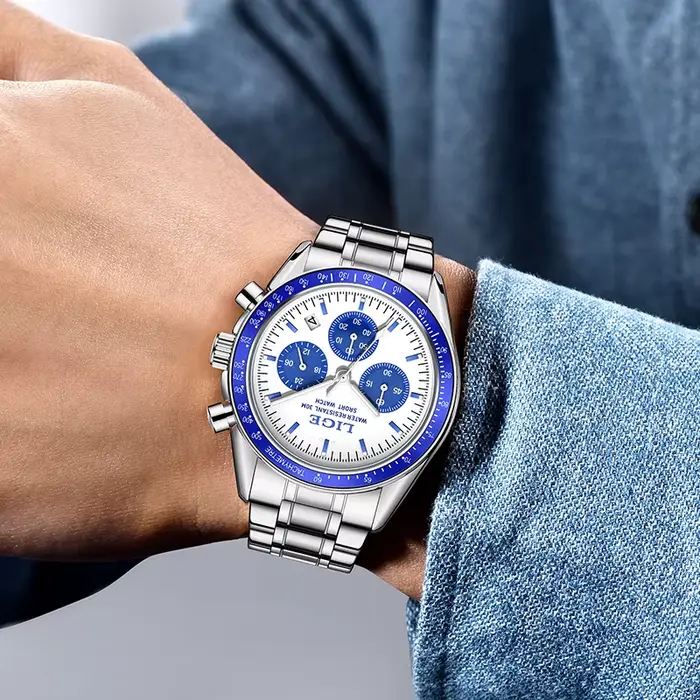 Montre à quartz étanche en acier inoxydable pour homme