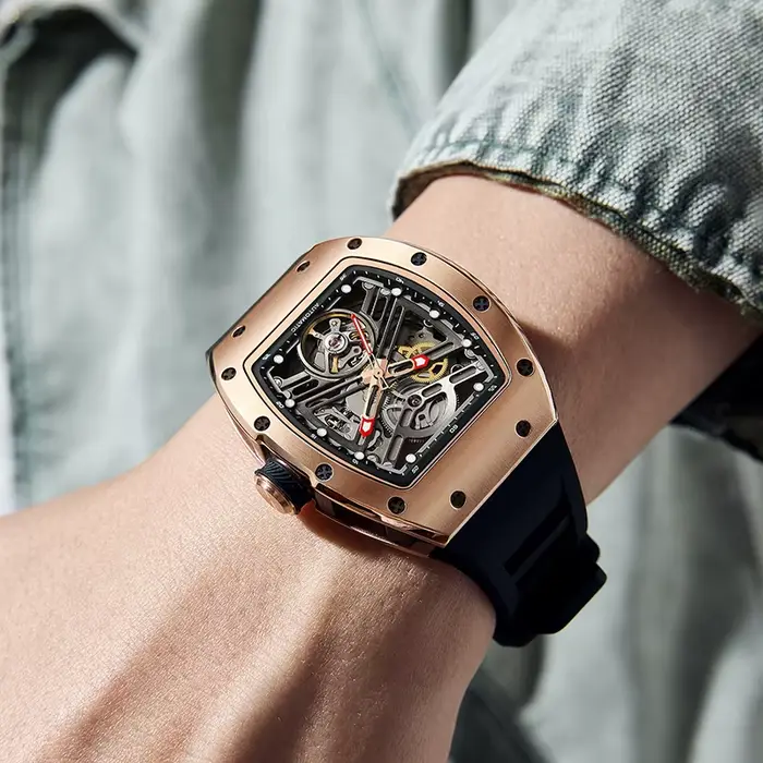 Nouvelle montre Daniel Gorman automatique haute qualité acier inoxydable silicone pour hommes occasions spéciales