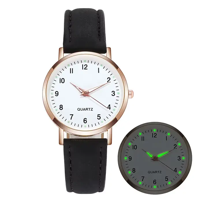 Montre de mode pour femmes en cuir montres à Quartz dames de luxe rétro-éclairage montre-bracelet horloge relogio feminino