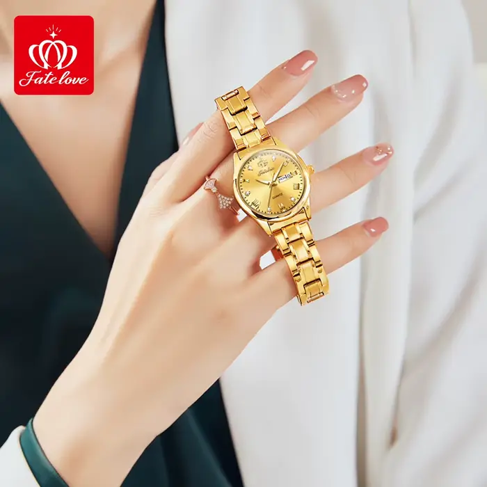 Montre-bracelet à quartz pour femme avec affichage de la date et de la semaine résistante à l'eau pour diverses occasions comme les voyages et les événements spéciaux