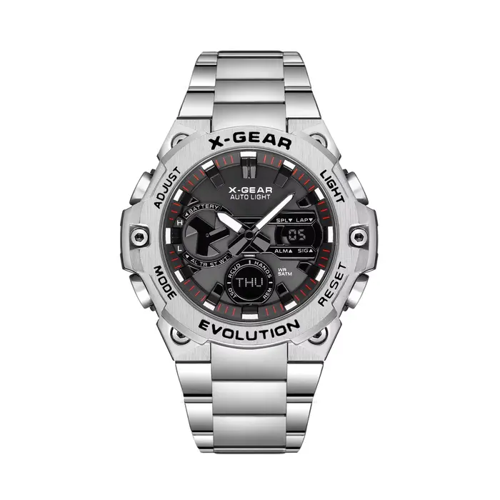 Montre multifonctionnelle en acier inoxydable pour hommes, avec rappel d'alarme, veilleuse, libérati