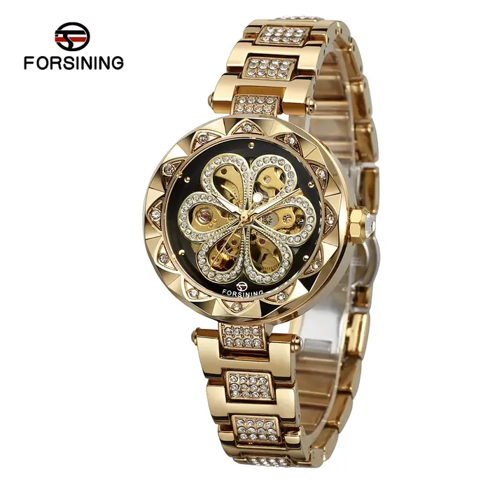 Forsining montre squelette pour femmes mode classiques diamant montres mécaniques automatiques aigui