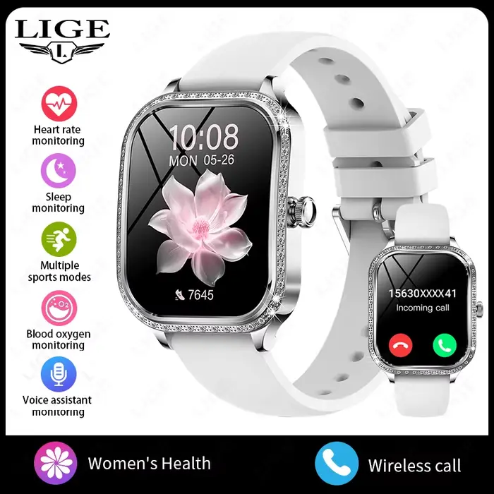 Nouvelle Montre Connectée de Luxe 2026 pour Femme, Bracelet Intelligent avec Écran Incurvé HD 1,75 p