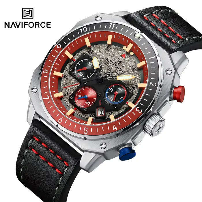 NAVIFORCE sport multifonction étanche montres pour hommes mode cuir marque de luxe Quartz analogique